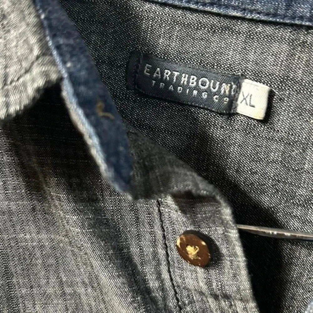 MENS EARTHBOUND 100%‎ COTTON BUTTON UP GREY SIZE XL